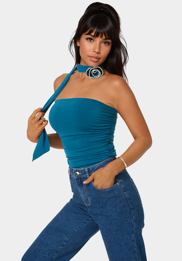 Jewel Rosette Scarf Top