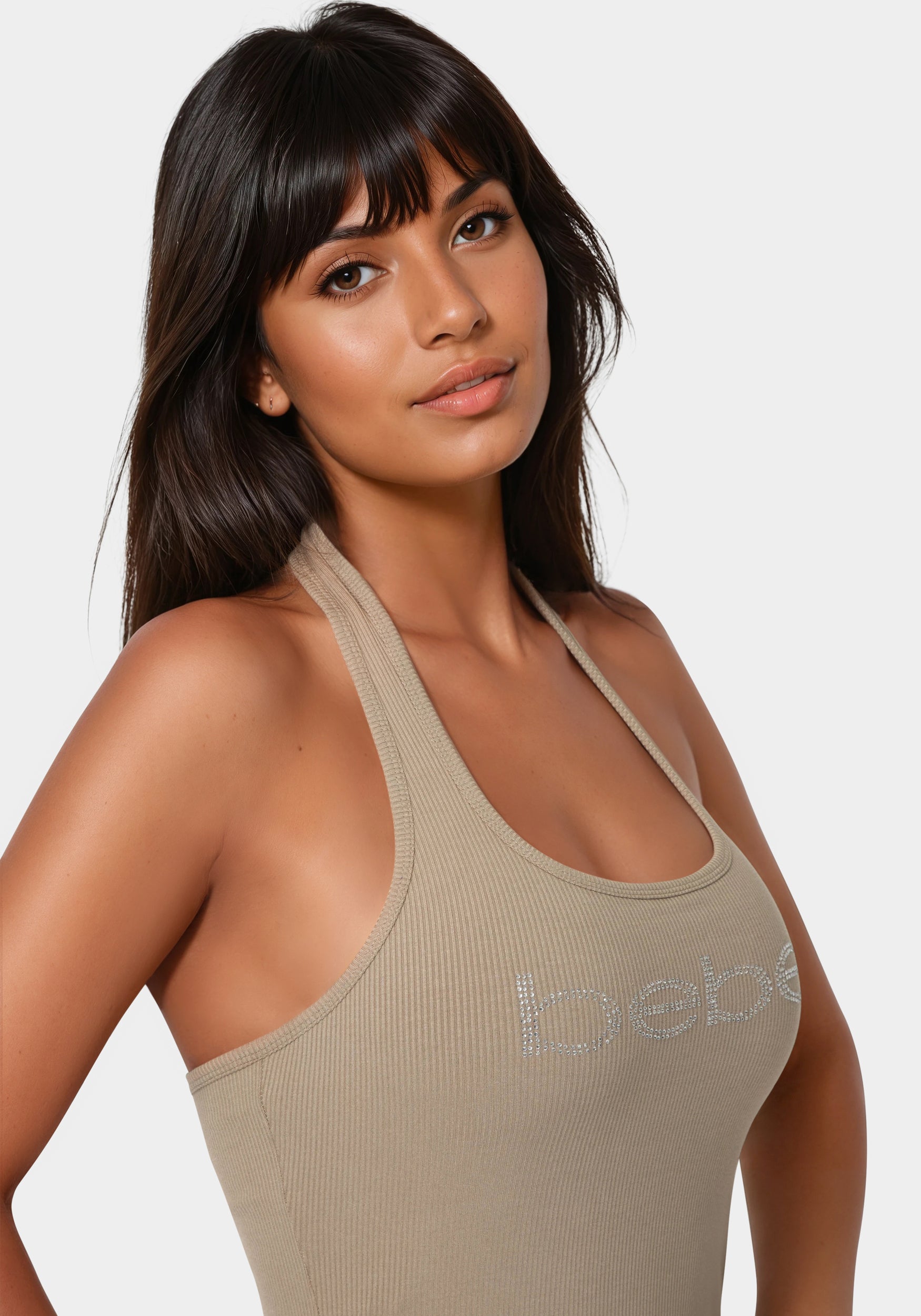 ♡bebe♡ Bebe Logo Halter Neck Rib Tank – bebe