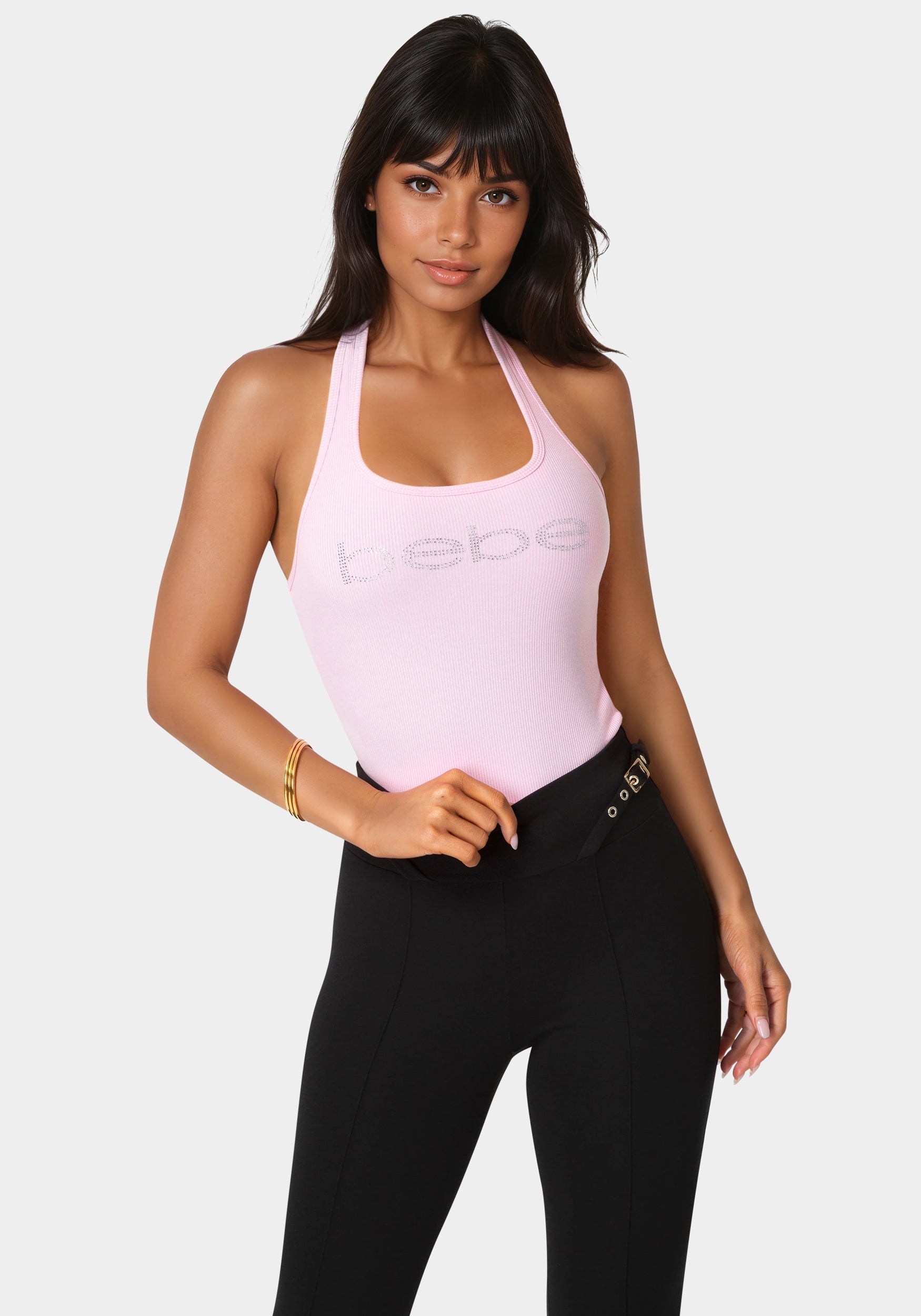 Bebe Logo Halter Neck Rib Tank – bebe