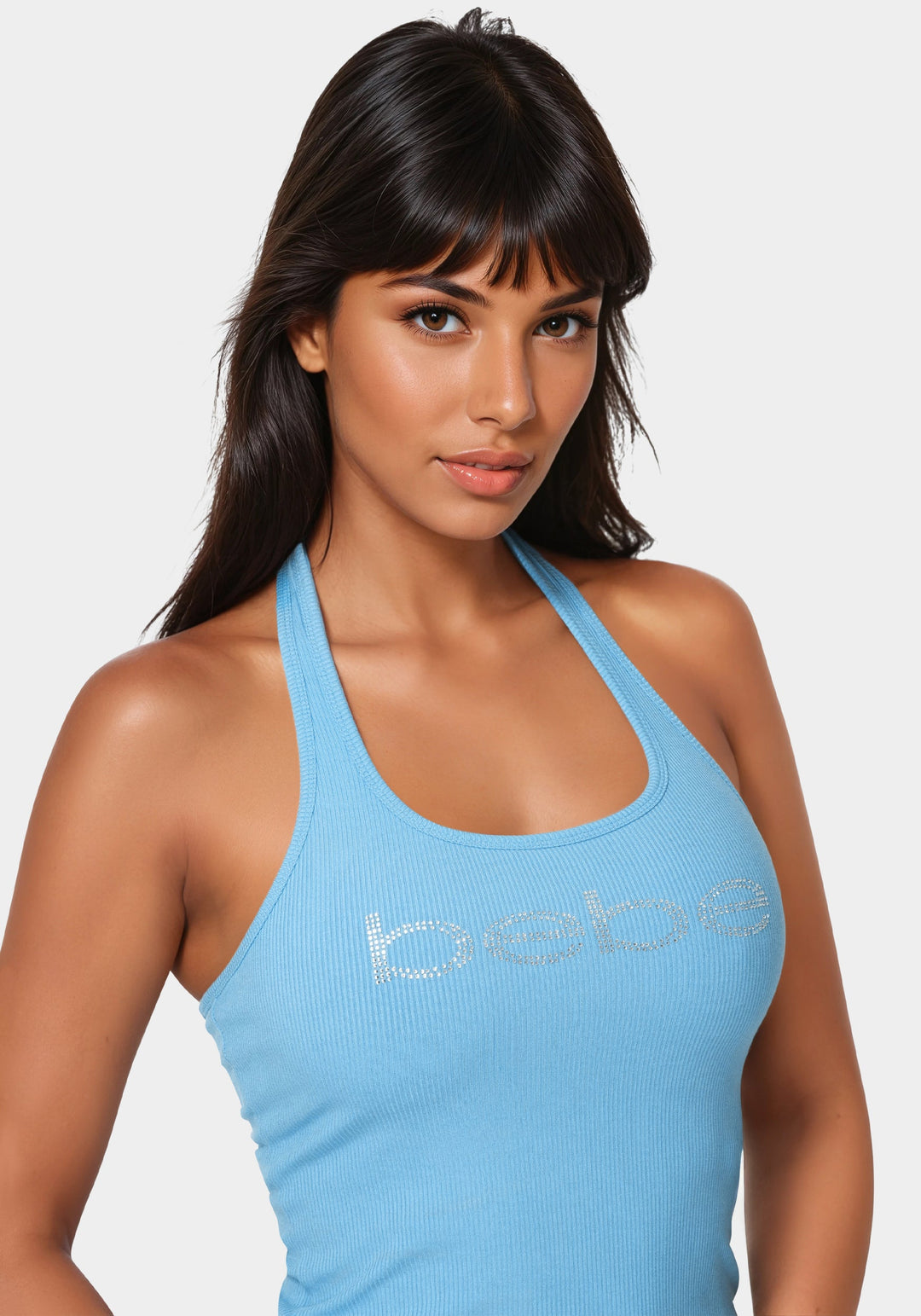 Other View-Bebe Logo Halter Neck Rib Tank-Cool Desire