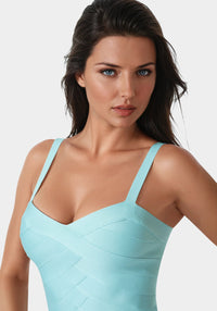 Side View-Bandage Fitted Top-Marine Blue