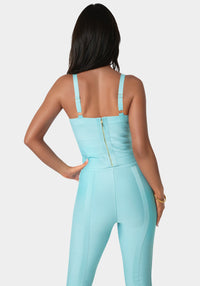 Back View-Bandage Fitted Top-Marine Blue