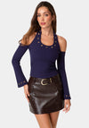 GOLD EYELET LONG SLEEVE TOP