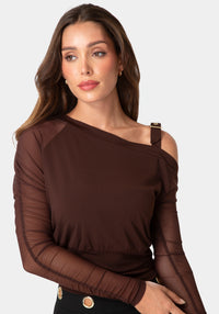 Other View-ASYMMETRICAL LONG SLEEVES KNIT TOP-CHOCOLATE MARTINI