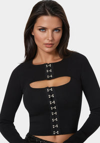 Other View-Two Pieces Sweater Top-BLACK