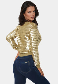 Back View-Metallic Gold Sequin Sweater-GOLD
