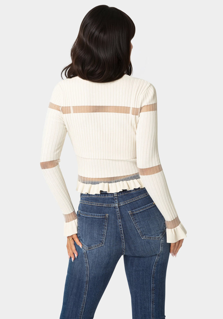 Back View-2 Piece Set Knit Top-Beige Cloud