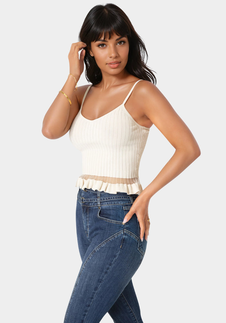 Side View-2 Piece Set Knit Top-Beige Cloud