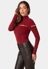 Side View-GOLD BEADED SWEATER-BERRY BLUSH