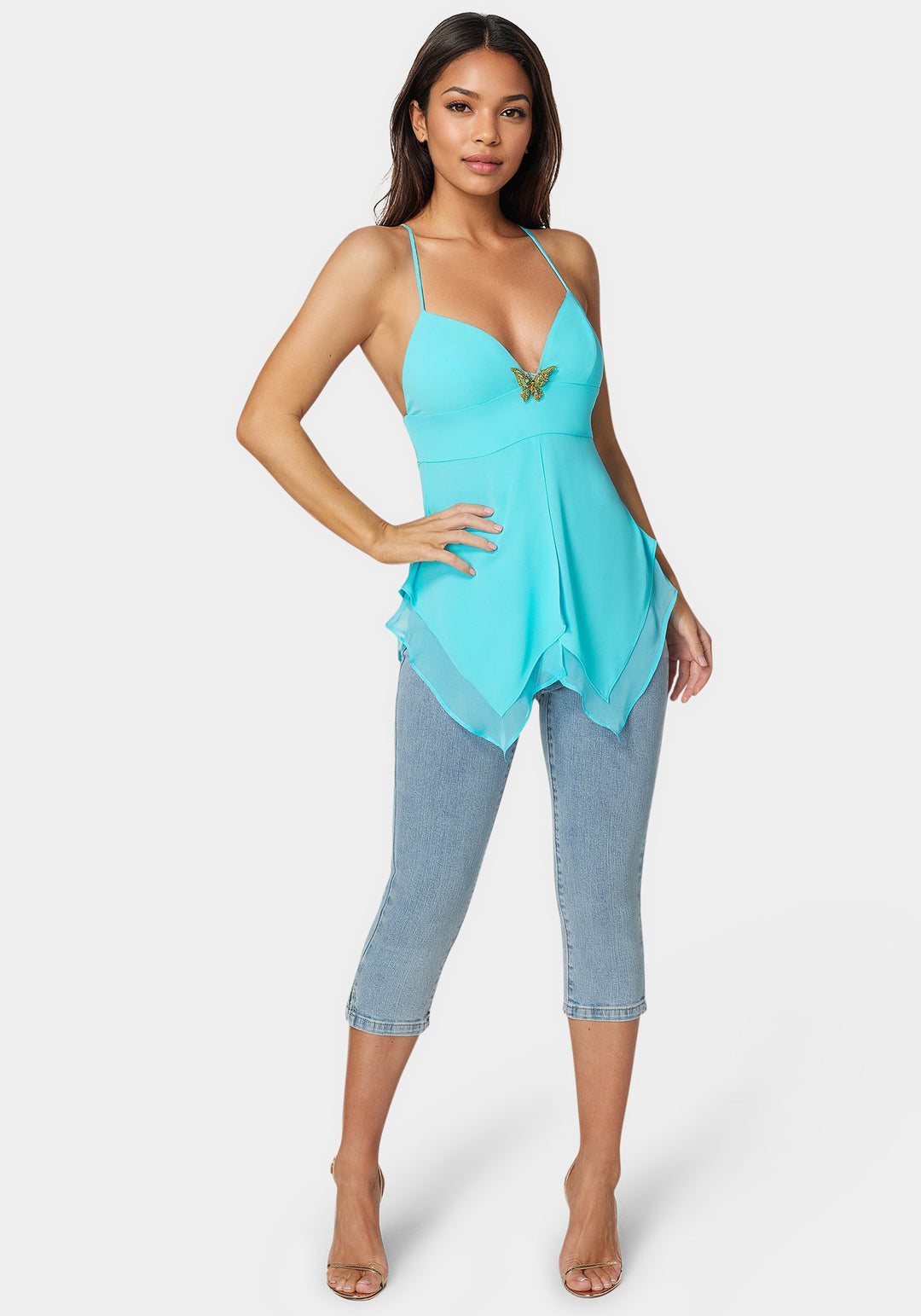 LA Idol Juniors Size 11 Cotton Blend Denim Jean Capris Blue B14 LA Idol Juniors Size 11 Cotton Blend Denim Jean Capris Blue B14