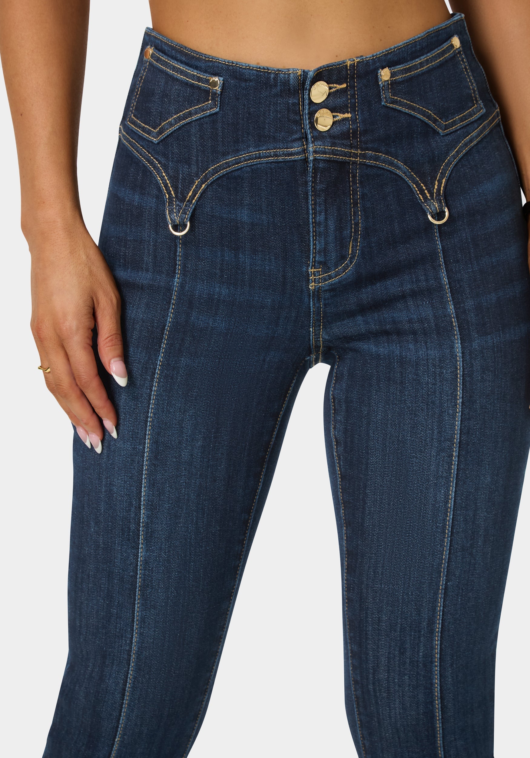 Other View-Natural Waist Mini Bootcut Leg Jeans-Midnight Blue Wash