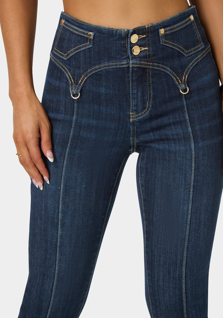 Other View-Natural Waist Mini Bootcut Leg Jeans-Midnight Blue Wash