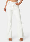 Natural Waist Flared White Jeans