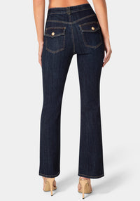 Back View-MINI BOOTCUT DENIM-RAW INDIGO WASH