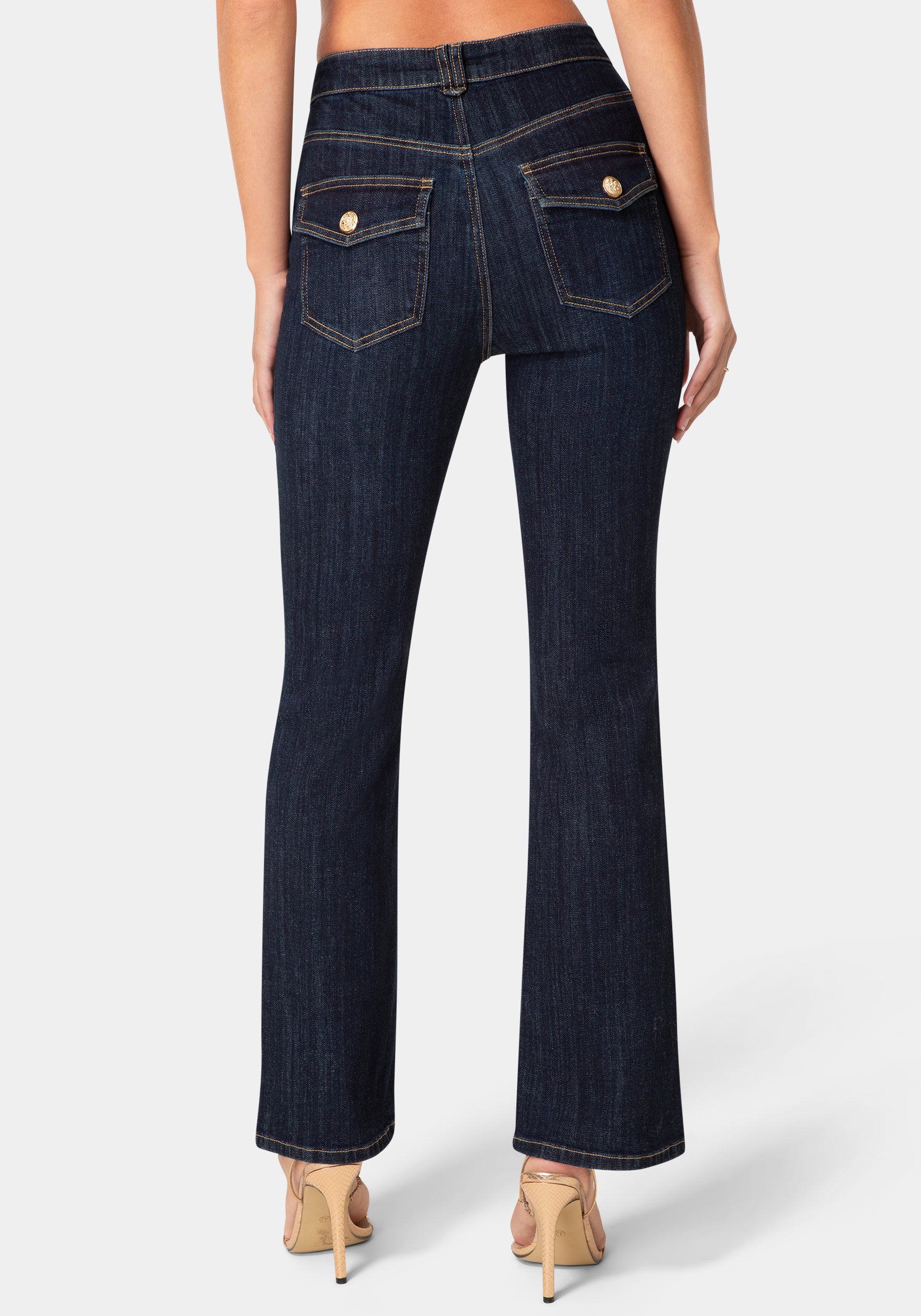 Back View-MINI BOOTCUT DENIM-RAW INDIGO WASH