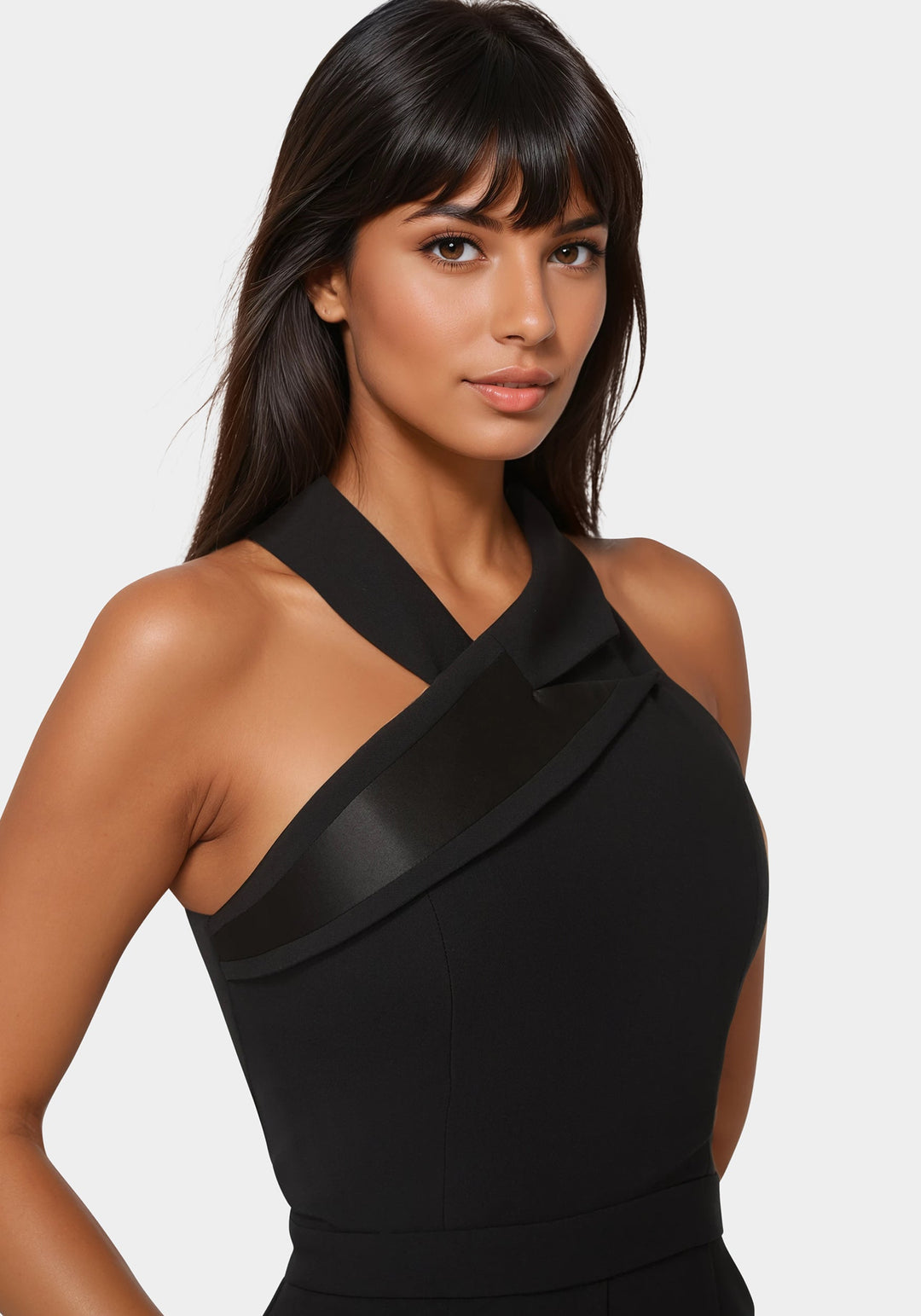 Other View-Tuxedo Straight Flared Leg Jumpsuit-Black