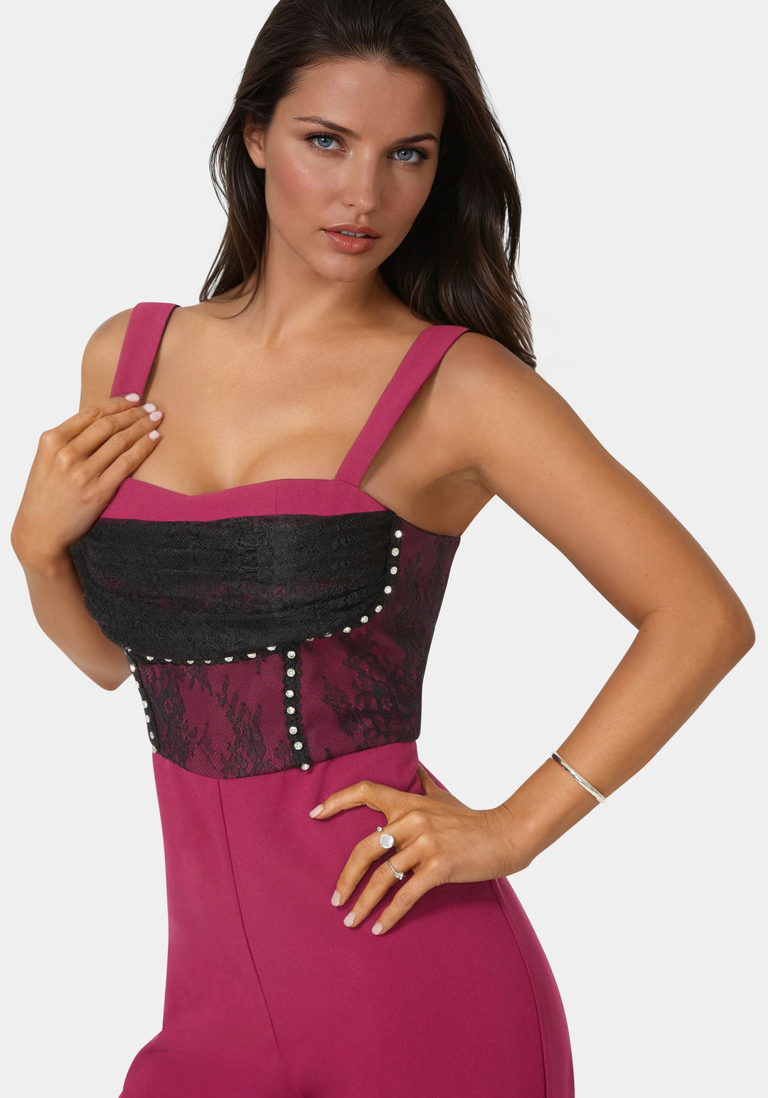 Other View-Lace Piecing Corset Jumpsuit-BERRY KISS