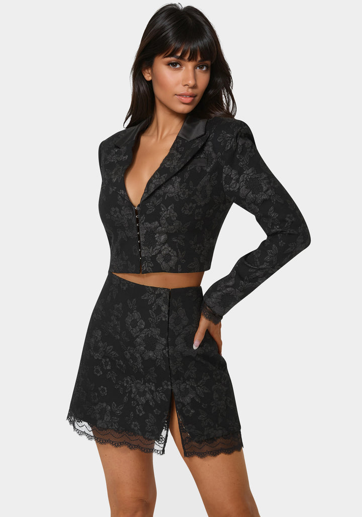 Tailored Floral Jacquard Blazer