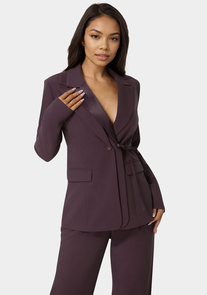 Side View-Tailored Double Collar Blazer-Coco Bordeaux