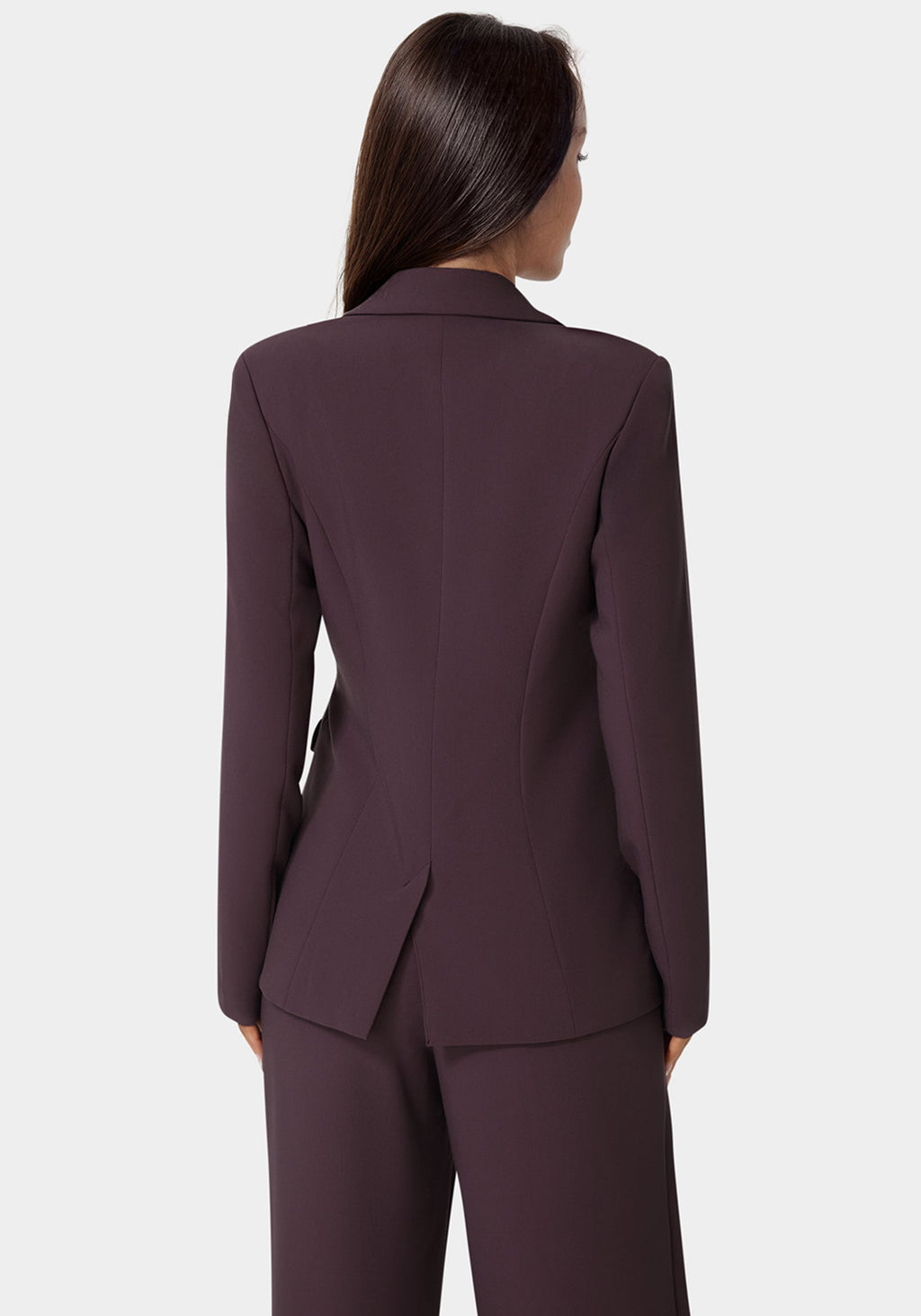 Back View-Tailored Double Collar Blazer-Coco Bordeaux