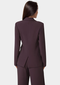 Back View-Tailored Double Collar Blazer-Coco Bordeaux