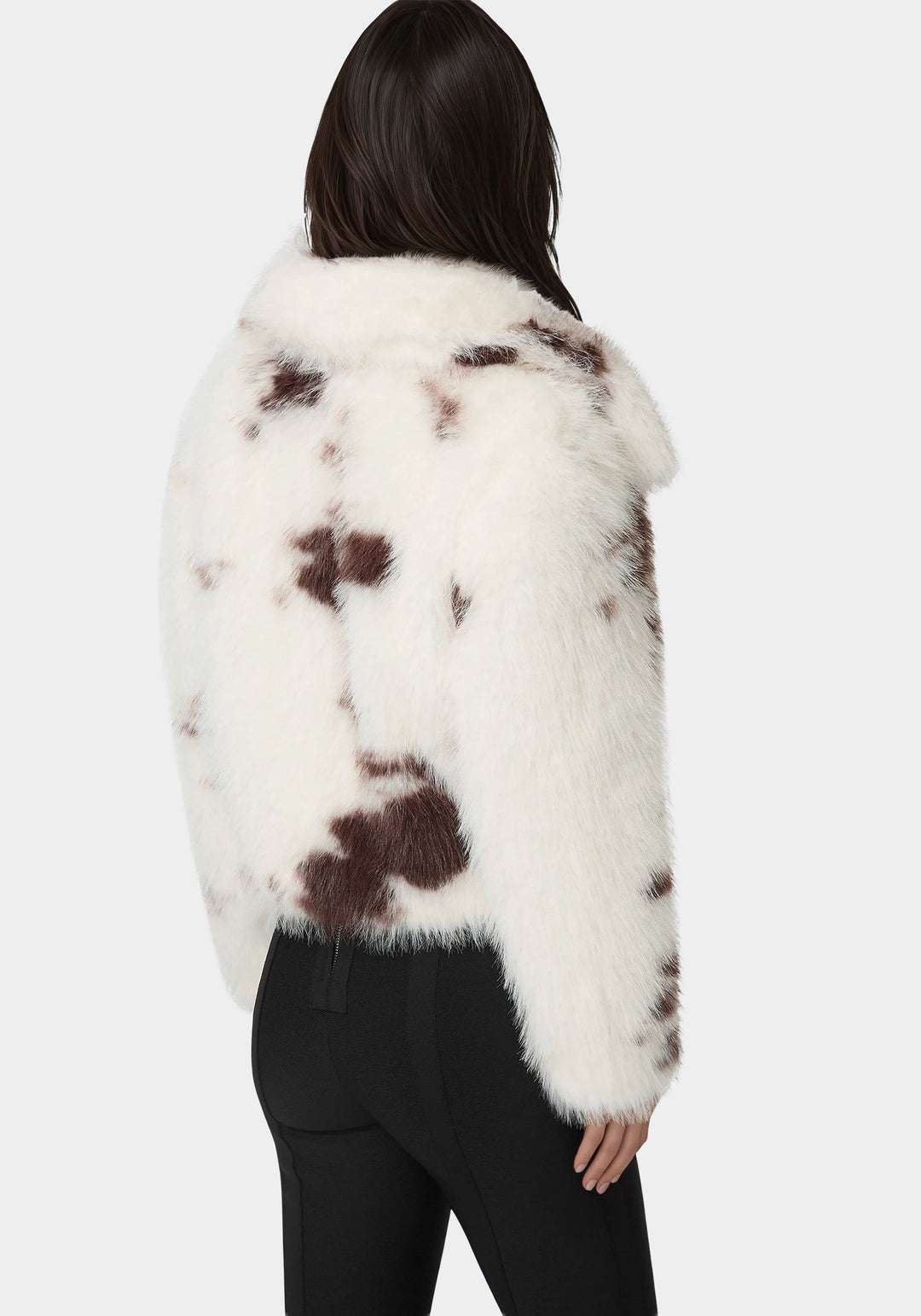 Back View-Faux Fur Animal Print Short Jacket-ANIMAL PRINT