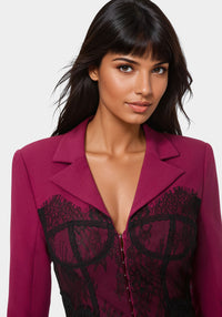Other View-Tailored Lace Corset Illusion Blazer-BERRY KISS
