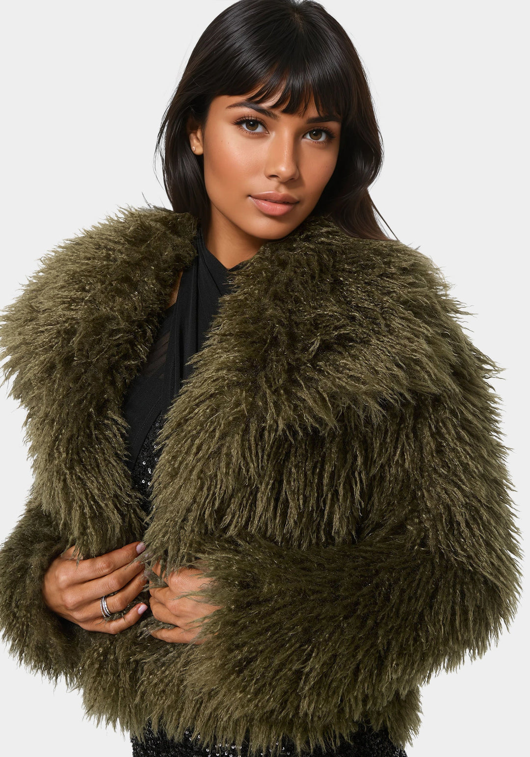 Other View-Luxurious Faux Fur Jacket-OLIVE
