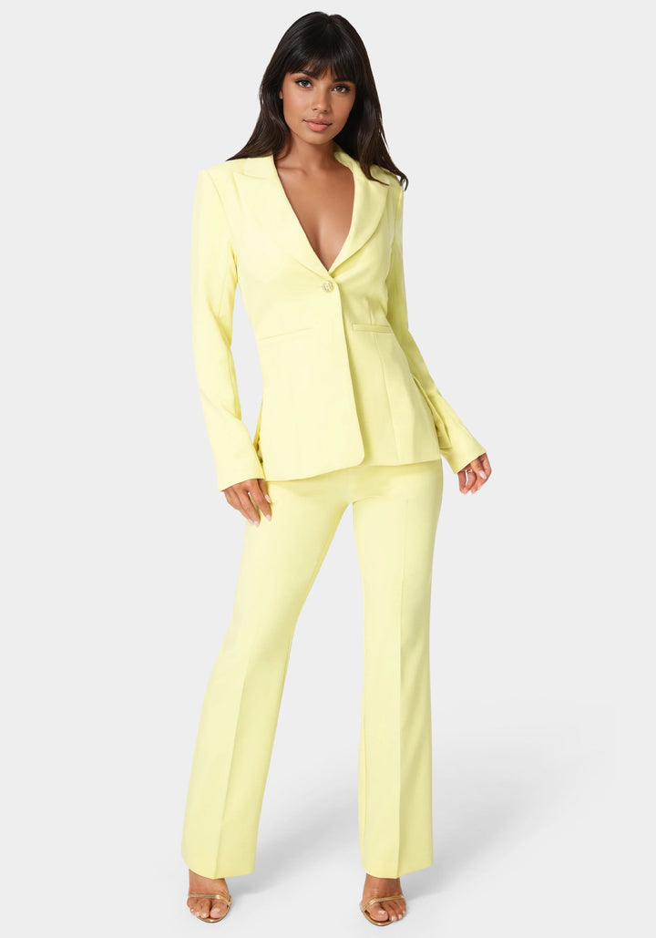 Detail View-Tailored Fitted Waist Blazer-Key Lime Pie