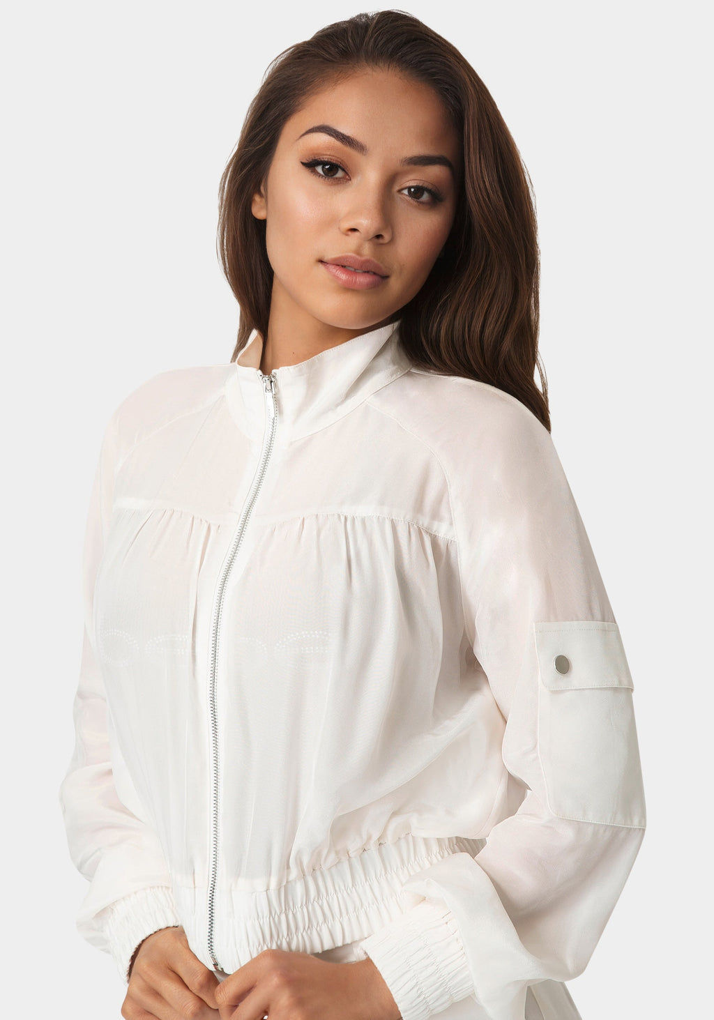 Side View-Light Bomber Jacket-White Alyssum