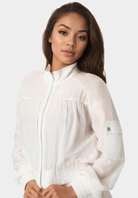 Side View-Light Bomber Jacket-White Alyssum