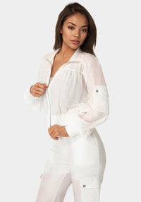 Detail View-Light Bomber Jacket-White Alyssum
