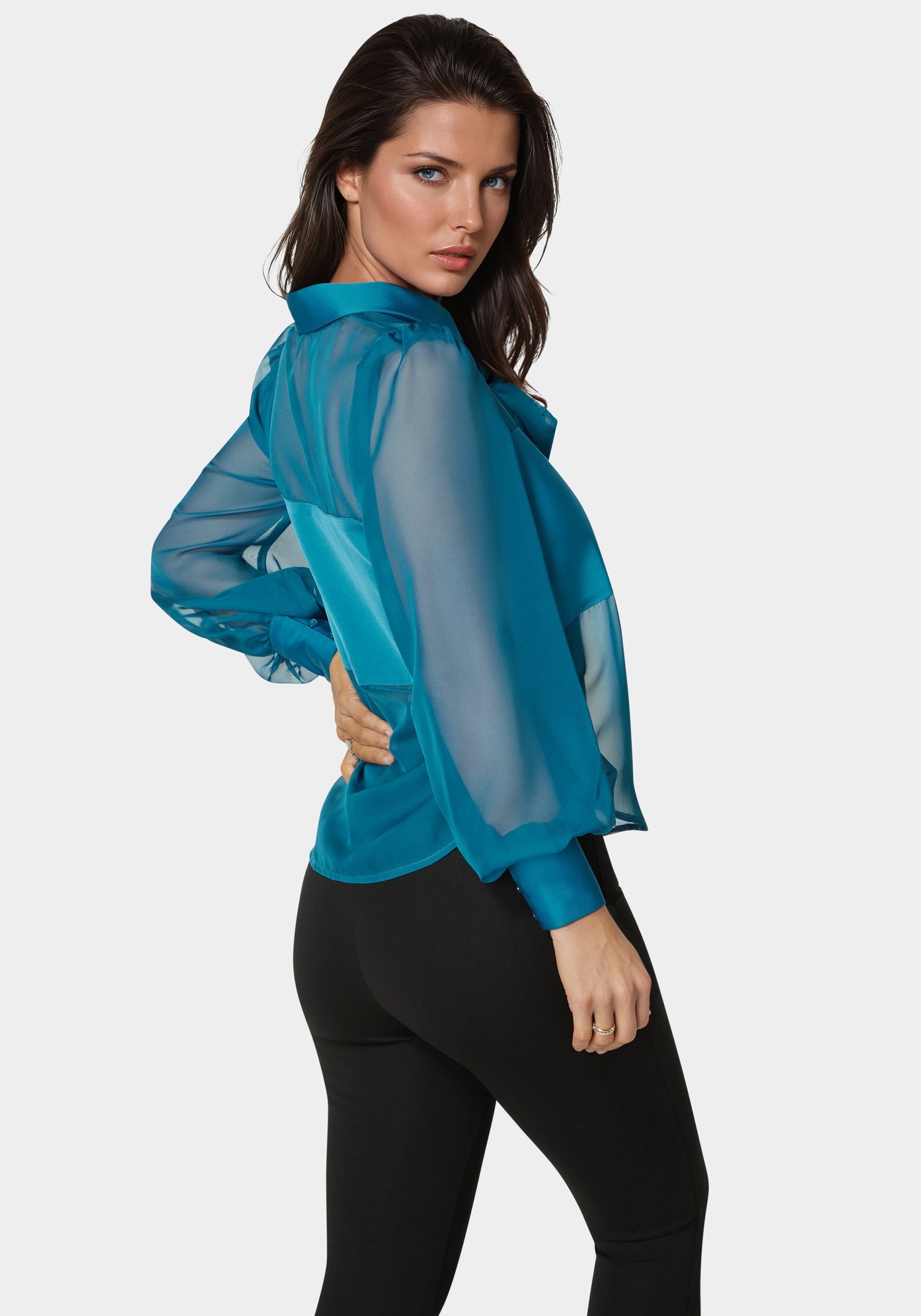 Satin & Chiffon Bow Blouse – bebe