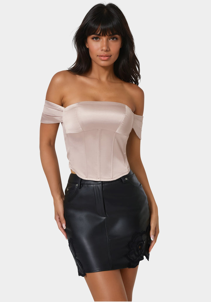Front View-Off Shoulder Corset-Crystal Blush
