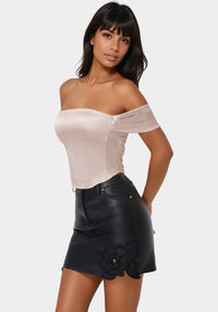 Side View-Off Shoulder Corset-Crystal Blush