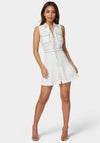 White Studded Fit And Flare Denim Dress