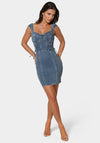 Lace Up Mini Denim Dress