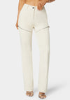 Natural Waist Zipper Detail Mini Bootcut Pant