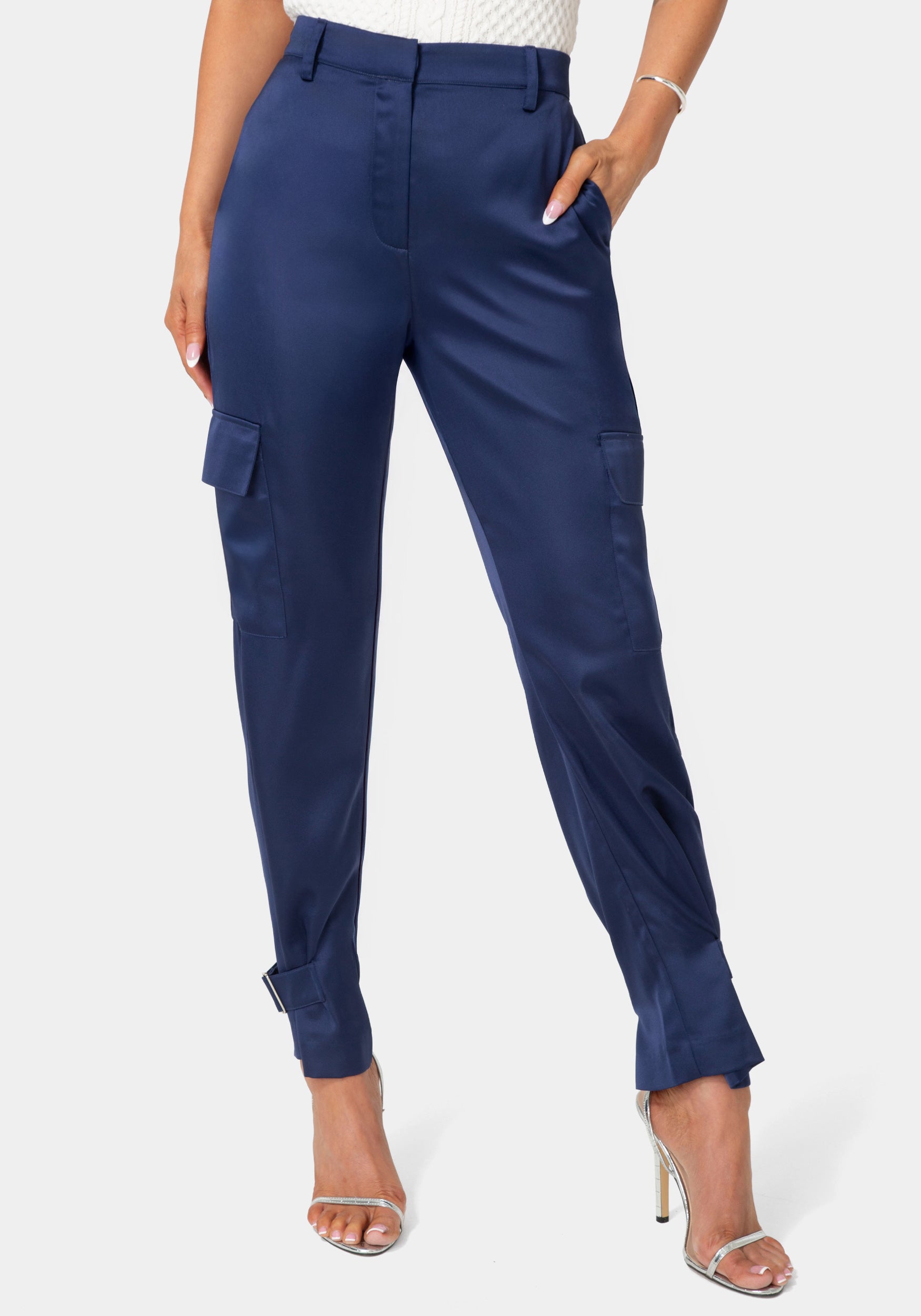 【BAON】Bebe Banding Lace Bermuda Waffle Cargo Pants Women's Bottoms - Pants, Jeans, Skirts & Shorts | bebe