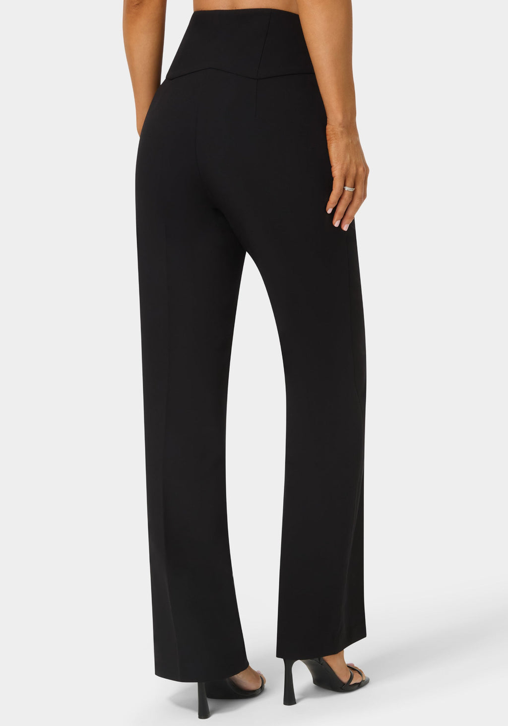 Back View-High Waist Straight Leg Pant-BLACK