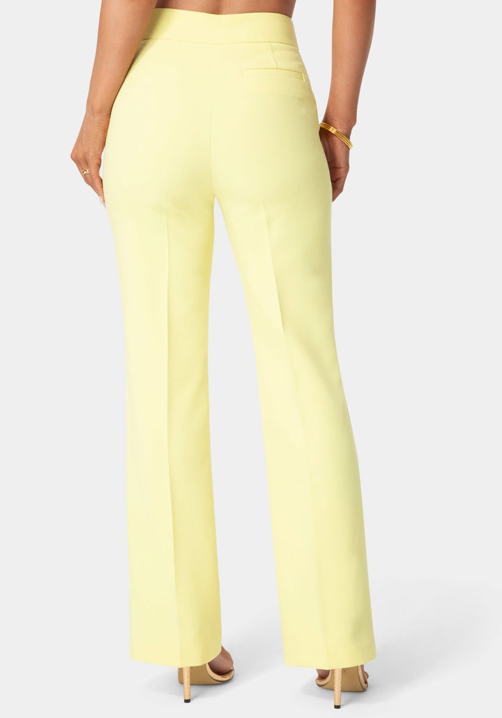 Back View-Tailored High Waist Straight Leg Pant-Key Lime Pie