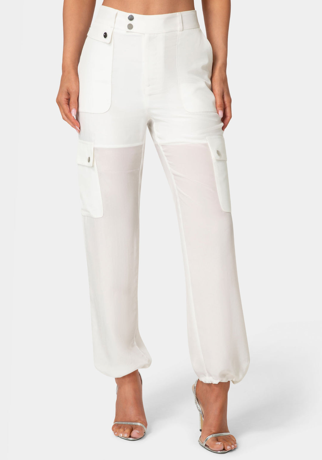 Front View-Cargo Jogger Pant-White Alyssum
