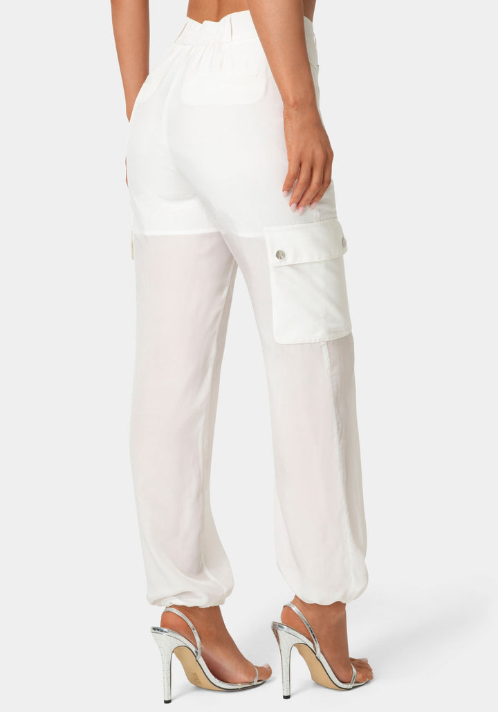 Back View-Cargo Jogger Pant-White Alyssum