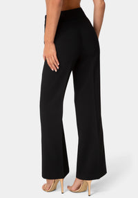 Back View-HIGH WAIST GOLD EYELET STRAIGHT LEG PANTS-BLACK
