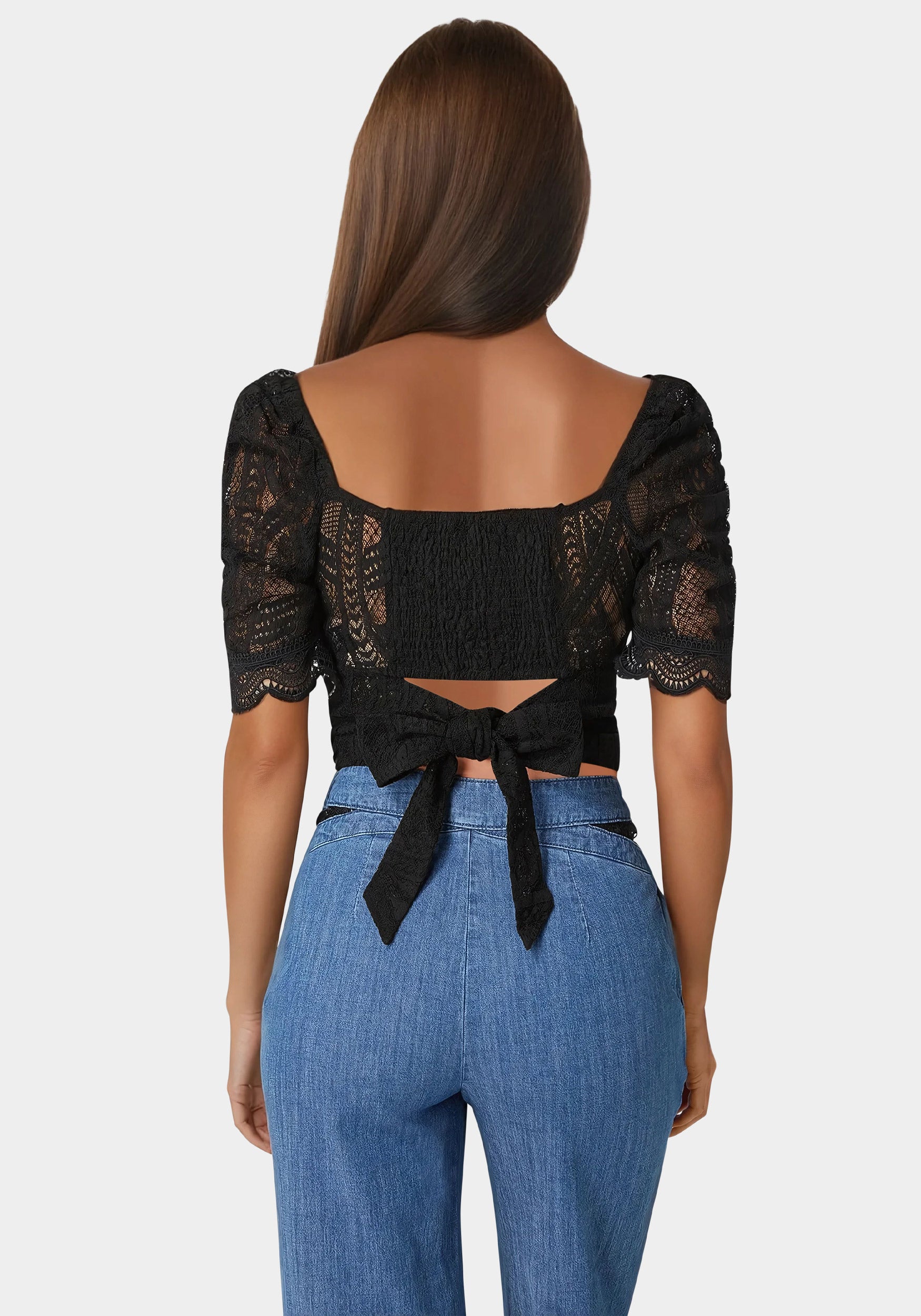 Puff Sleeve Lace Top – bebe