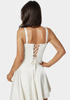 Tie Front Ruched Bust Satin Corset