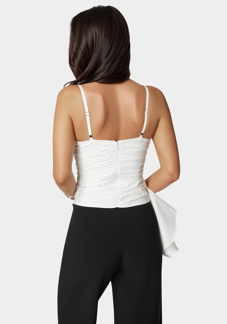 Poplin Asymmetric Ruffle Top | bebe Poplin Asymmetric Ruffle Top | bebe