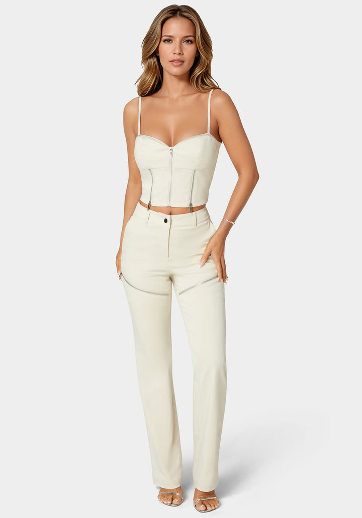 Zipper Detail Corset Top