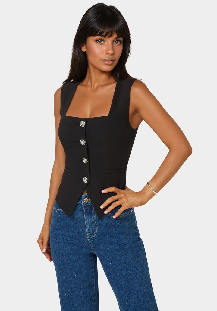 Side View-Fitted Vest-BLACK