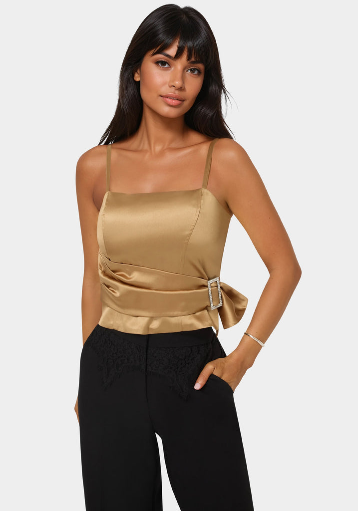 トップス andwang satin lingerie corset tops beige トップス andwang
